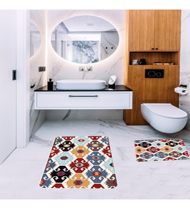 Banyo Halısı Ikili Klozet Takımı Kaymaz Tabanlı Banyo Paspas Takımı (Karışık)