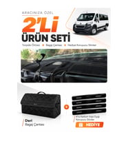 e-biz PEUGEOT BOXER (2017-2021) Uyumlu Torpido Örtüsü + Deri Bagaj Çantası Seti - Siyah - PE026
