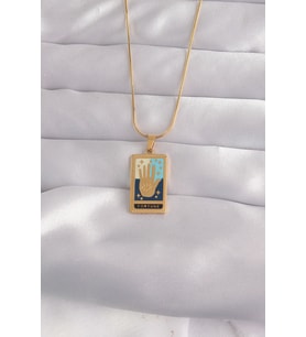 316L Çelik Gold Renk Karışık Mineli El Figür Tarot Kolye 5886 - SSSSSS6920-4893