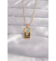 316L Çelik Gold Renk Karışık Mineli El Figür Tarot Kolye 5886 - SSSSSS6920-4893