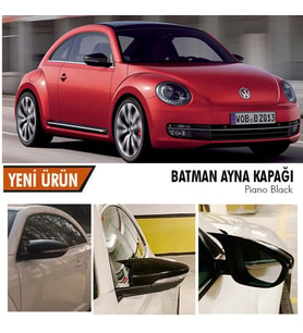 Volkswagen Beetle Yarasa Ayna Kapağı Batman Parlak Siyah Piano Black