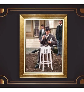 Altın Varaklı Çerçeveli Paspartulu Atatürk Tablo z4691 (Gold)