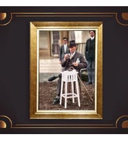 Altın Varaklı Çerçeveli Paspartulu Atatürk Tablo z4691 (Gold)