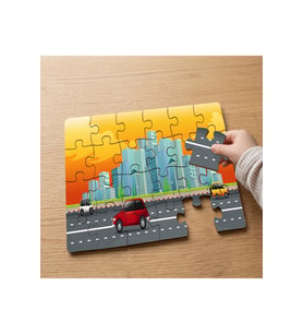 Şehir Trafiği - Binalar Tasarımlı 24 Parça Ahşap Çocuk Puzzle MPK1187