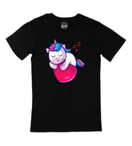 Uykucu Unicorn Siyah Tişört