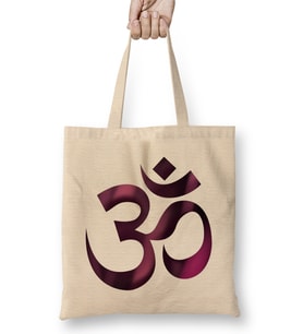 Om Spiritual Symbol Yoga Meditation Bez Çanta Uzun Saplı