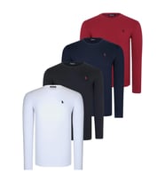 DÖRTLÜ SET T8588 DEWBERRY YUVARLAK YAKA ERKEK SWEATSHIRT-SİYAH-LACİVERT-BEYAZ-BORDO