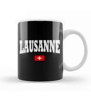 Lausanne With Switzerland Flag Kupa Bardak Porselen