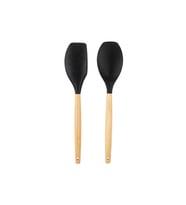 TANTİTONİ BAMBU SAPLI SİYAH RENKLİ SİLİKON BÜYÜK KAŞIK VE SPATULA SETİ