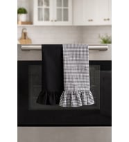 Pamuk Keten Fırfırlı Mutfak Havlusu 2’li Set 35x55 cm Doğal Kurulama Bezi