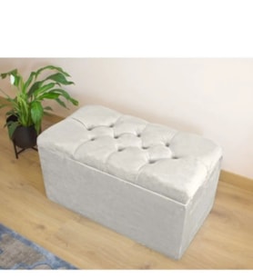 Lüks Sandıklı Kapitoneli Puf 70 cm (Beyaz)
