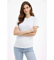 Bisiklet Yaka Tişört Regular Kalıp Basic Pamuklu Günlük Kullanım T-shirt - Beyaz