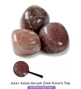 Sertifikalı Tamburlanmış Gerçek Çilek Kuvars Taşı Kütle (Çok Renkli)