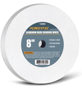 Powertec 15505 Beyaz Alüminyum Oksit Taşlama Diski, 8 Inç X 1 Inç, 5/8 Inç Arbor, Granülasyon 120