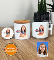 Kız Çocuğa Doğum Günü Hediyesi Hediye Seti T Kupa, Kalemlik, Anahtarlık Kız Çocuk Hediyeleri (Beyaz)