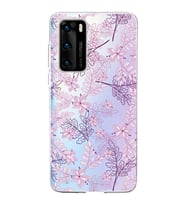 Huawei P40 Uyumlu Kapak Floral Pudra Tasarımlı Şeffaf Silikon Kılıf
