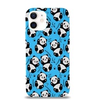 Apple iPhone 12 Mini Uyumlu Lansman Kılıf Panda Tasarımlı İçi Kadife Kapak-Mavi (Şeffaf)