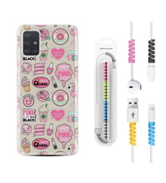 Samsung a71 A72 A73 A7 A9 2018 C7 C9 Kılıf Kablo Koruma Spiral Silikon Donut Flamingo 1415