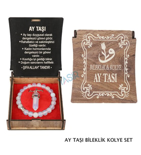 KUTULU KOLYE BİLEKLİK SETİ  AY TAŞI