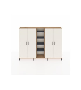 Arges Dolap 12 Raflı 4 Kapaklı 220x30x163 Çam-Aytaşı/Antrasit