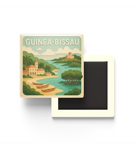 Gine-Bissau - Guinea-Bissau - Paper Cut Art - Baskılı Buzdolap Magneti Kare - 9x9 cm