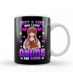 Cute & Funny Just A Girl Who Loves Anime And Ramen Foodie Kupa Bardak Porselen