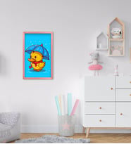 BK Home Sevimli Ördek Tasarımlı Dekoratif Pembe Ahşap Çerçeveli Çocuk Odası Tablo-1