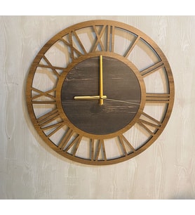 Dekoratif Vintage Ahşap Duvar Saati 40 cm