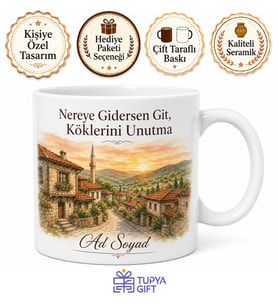 Memleket Nostaljisi Temalı Baskılı Kupa Bardak Özel Tasarım Hediye