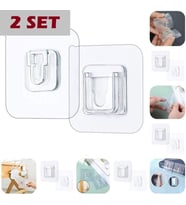 2 Li Set Çift Taraflı Yapışkanlı Geçmeli Klips Eşya Sabitleme Askısı Şeffaf askı