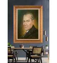 Altın Varaklı Çerçeveli Paspartulu Atatürk Tablo nh158 (Gold)