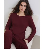 LCW DREAM Bordo Bisiklet Yaka Kadın Pijama Takımı