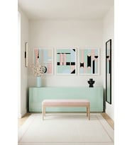 Modern Pastel Geometrik Uyum 3’lü Ahşap Çerçeveli Tablo Seti