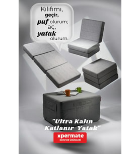 Katlanır Yatak Katlanabilir Sünger Yer Yatağı Tek Kişilik Misafir Yatağı 80x180x14 Gri Ultra Kalın