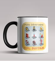 Kişiye Özel Fizik Öğretmeni Tasarımlı Siyah Renk Kupa Bardak 4 (Siyah)