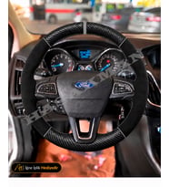 Ford Focus Dikme Direksiyon Kılıfı Alcantara Süet Mat Karbon Gri Yüzük ve Dikiş Trend X-Style-Titanium 2014-2018