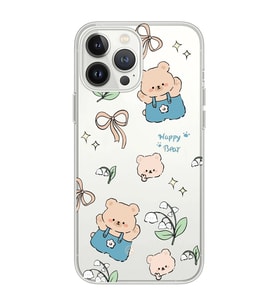 Iphone 12 Pro Uyumlu Happy Bears Tasarımlı Şeffaf Telefon Kılıfı