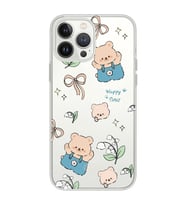 Iphone 12 Pro Uyumlu Happy Bears Tasarımlı Şeffaf Telefon Kılıfı