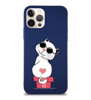 Apple iPhone 12 Pro Soft Premier Kapak Coolcat Tasarımlı Silikon Kılıf - Lacivert (Şeffaf)