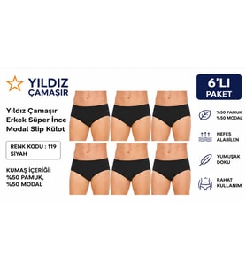 Yıldız Çamaşır Erkek Süper İnce Yazlık Modal Slip Külot (118-119)- 6 Adet