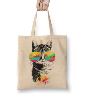 Cat Kedi Cat Kedi Esintisi Bez Çanta Uzun Saplı
