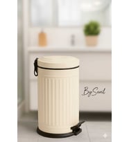 Vintage 16 Litre Pedallı Çöp Kovası Krem, Amortisörlü Kapak, Silinebilir