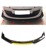 Renault Megane Mk3 Sarı Renkli Şeritli Dilli Ön Lip 4 Prç Parlak Siyah ABS 2009 - 2016