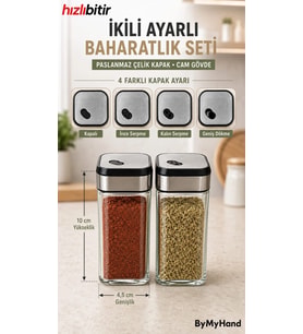 ByMyHand Cam Ev Lokanta ve Restoran İçin Tuzluk ve Karabiberlik 2'li Set