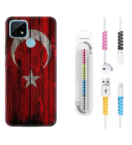 Realme C11 C21 C21Y C25Y C11 2021 Kılıf Kablo Koruma Spiral Silikon Şanlı Türk Bayrağı 2 1317