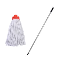 Titiz İspanyola Islak Yedek Mop Takımı - Beyaz Cotton Mop + Metal Vidalı Sap - 1 Adet