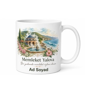 Yalova Memleket Temalı İsme Özel Baskılı Kupa Bardak Hediye