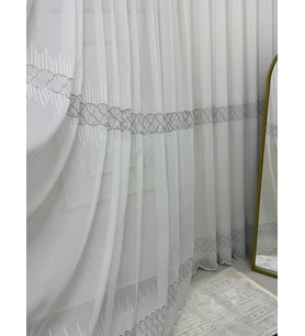 NİVEMESHOME V-105 MARİNA GÜMÜŞ 1/3 BAMBU TÜL PERDE