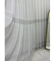 NİVEMESHOME V-105 MARİNA GÜMÜŞ 1/3 BAMBU TÜL PERDE