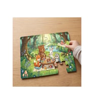 Ormanda Piknik Yapan Sevimli Hayvanlar Tasarımlı 24 Parça Ahşap Çocuk Puzzle
